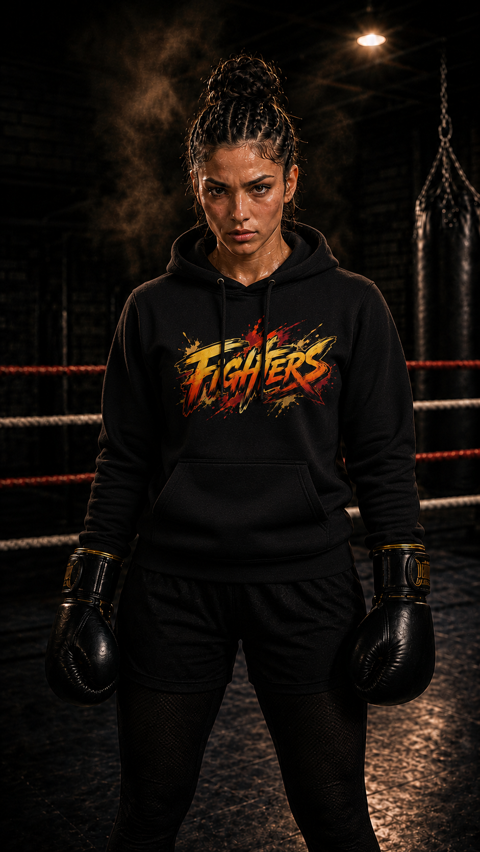 Women wearing Boxing anime hoodie - O'Connor Fighters collection