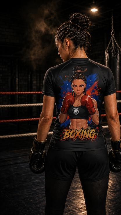 Women wearing Boxing anime performance-tee - O'Connor Fighters collection
