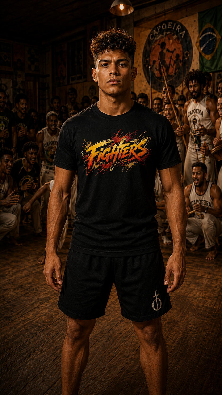 Men wearing Capoeira anime cotton-tee - O'Connor Fighters collection