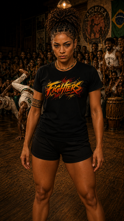 Women wearing Capoeira anime cotton-tee - O'Connor Fighters collection