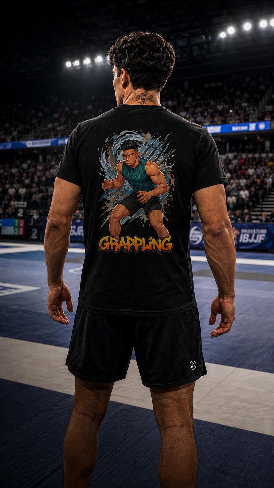 Men wearing Grappling anime cotton-tee - O'Connor Fighters collection