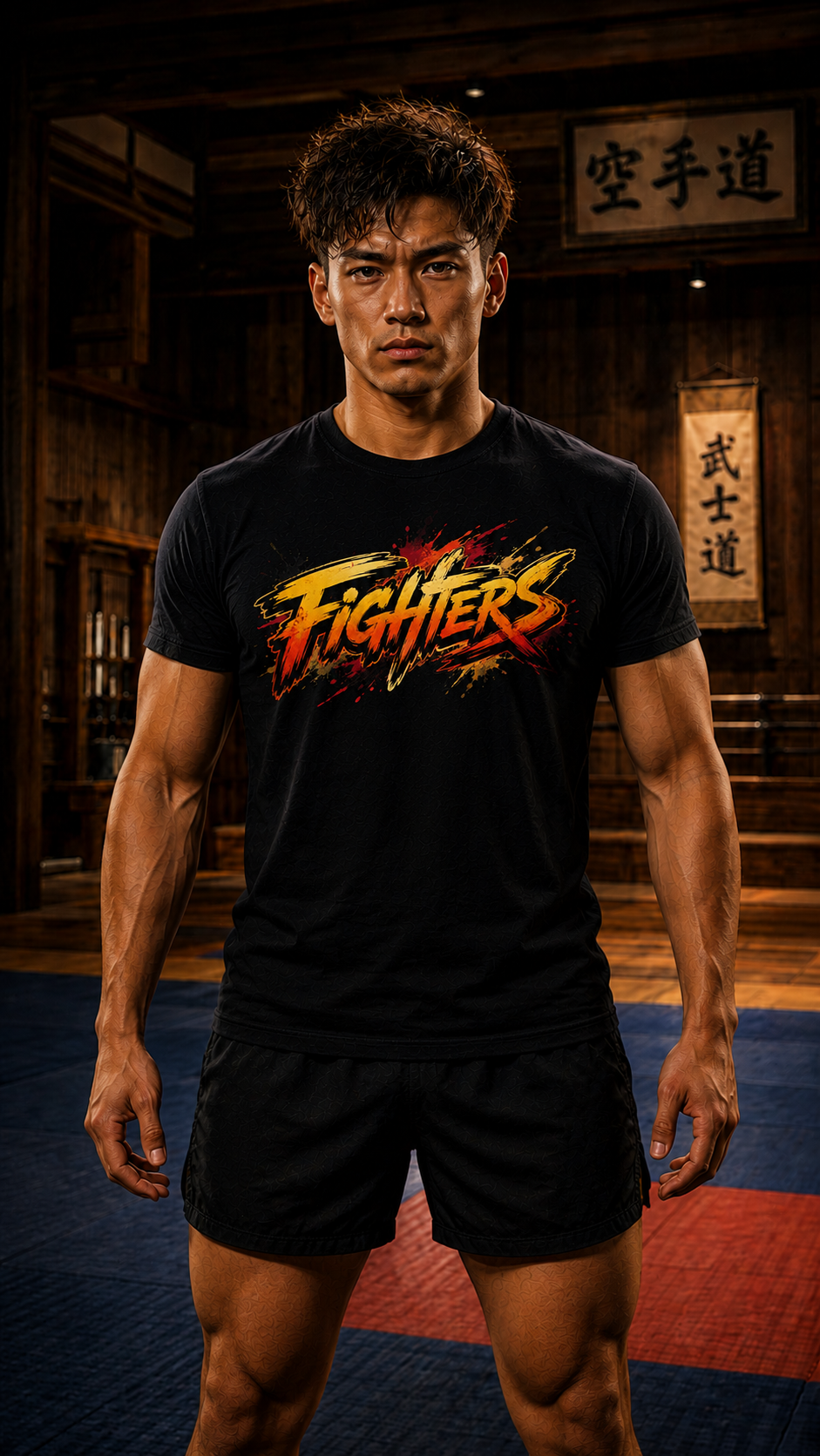Men wearing Karate anime cotton-tee - O'Connor Fighters collection