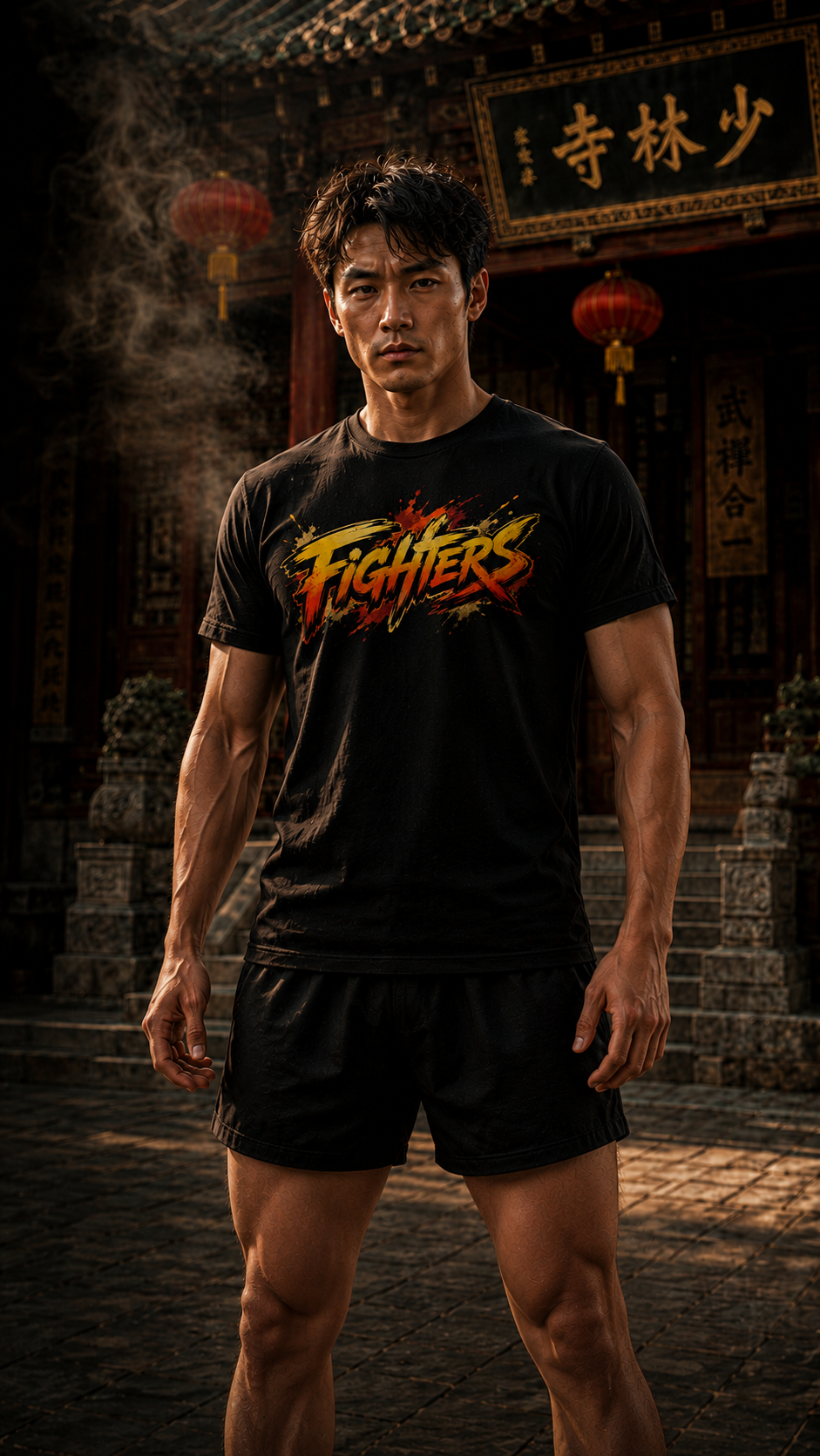 Men wearing Kung Fu anime cotton-tee - O'Connor Fighters collection