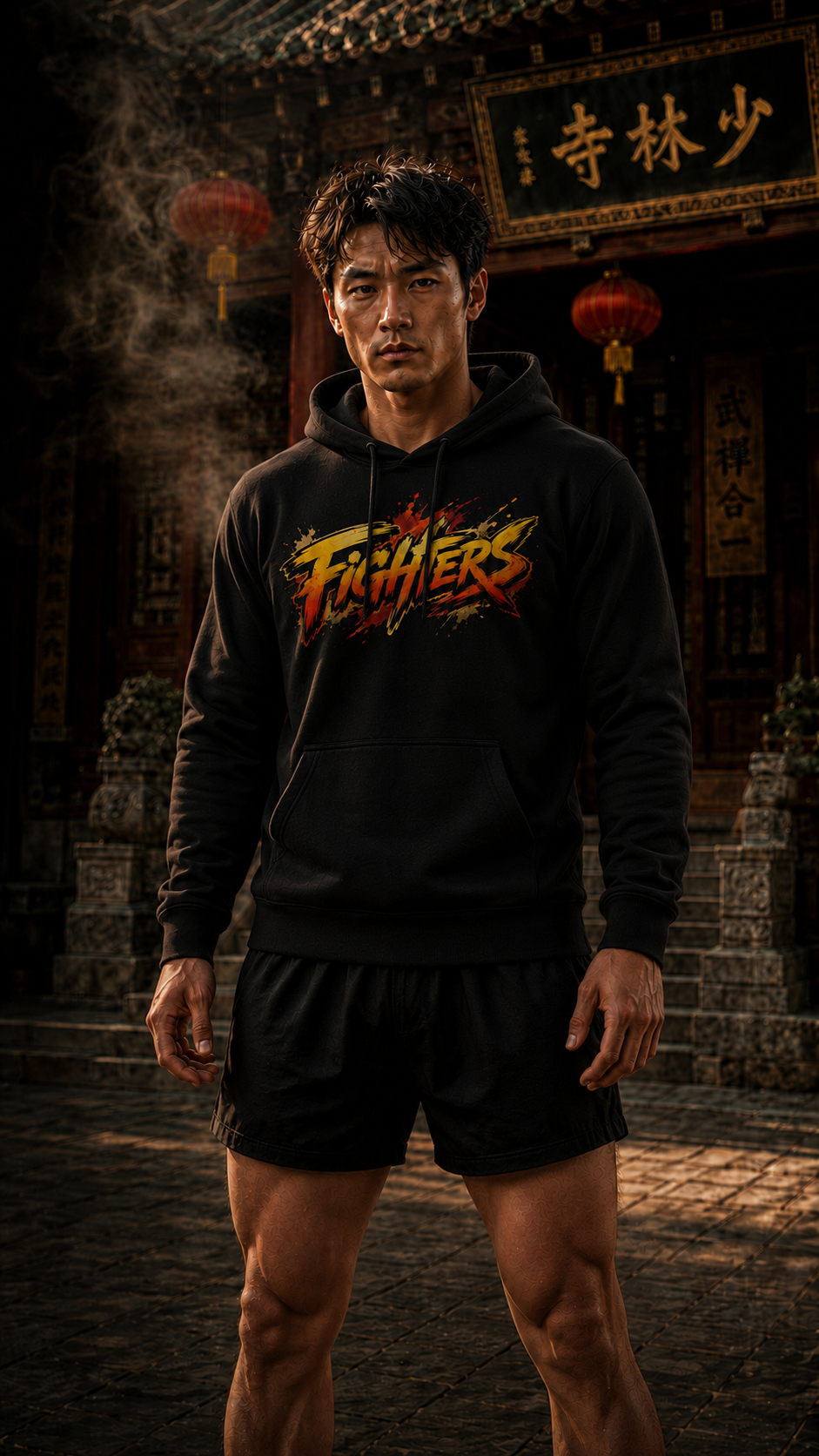 Men wearing Kung Fu anime hoodie - O'Connor Fighters collection