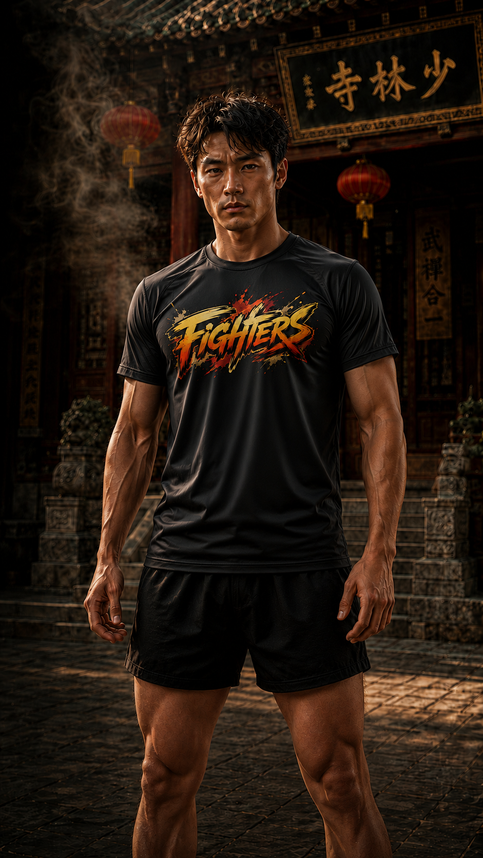 Men wearing Kung Fu anime performance-tee - O'Connor Fighters collection
