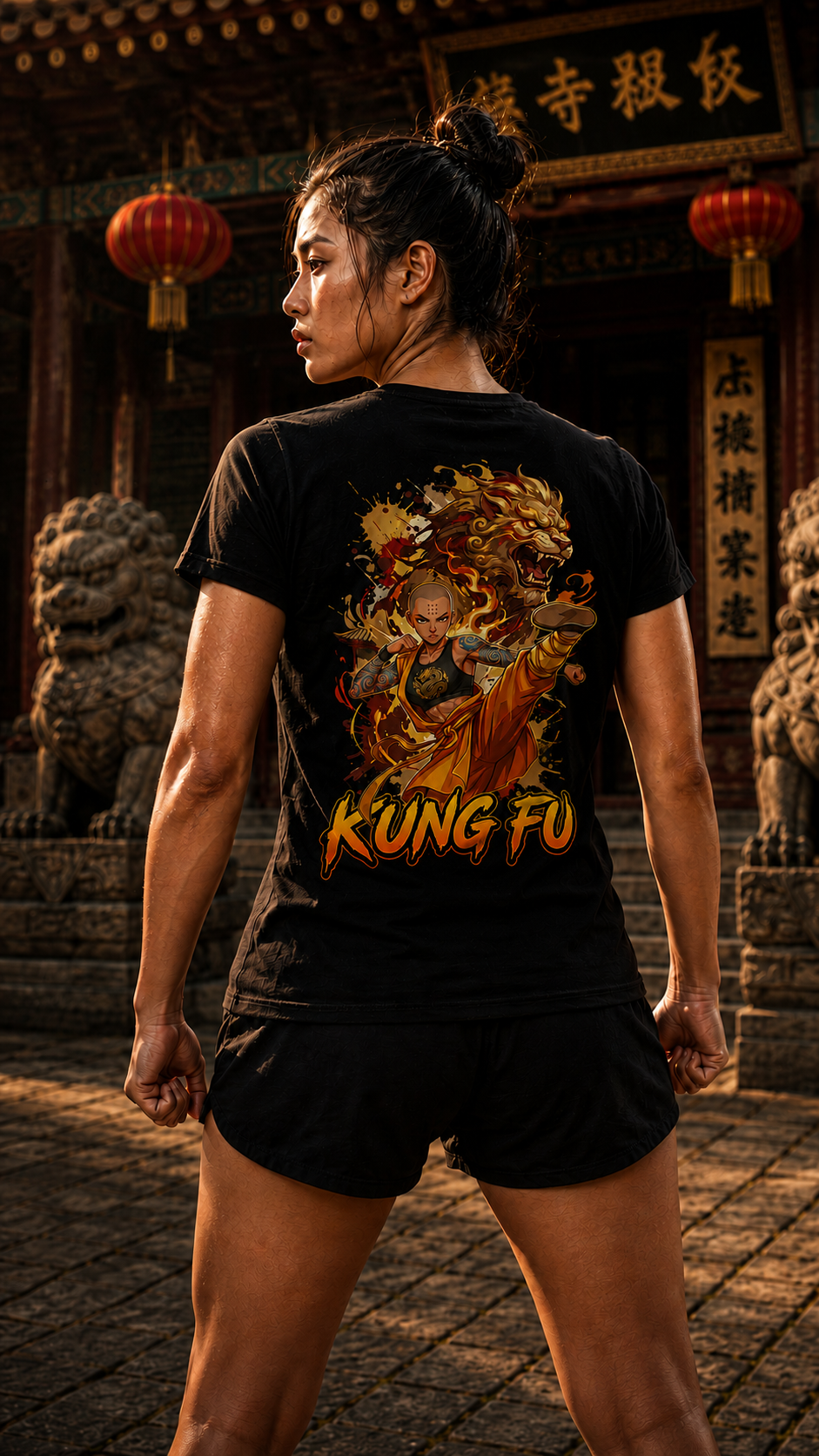 Women wearing Kung Fu anime cotton-tee - O'Connor Fighters collection