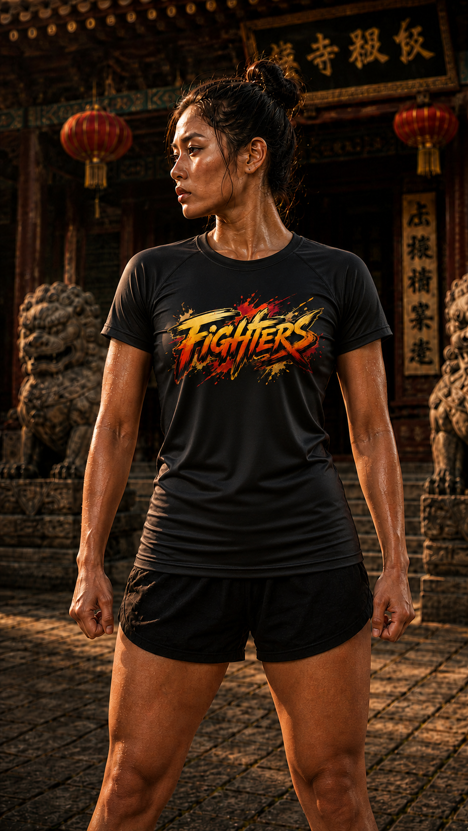 Women wearing Kung Fu anime performance-tee - O'Connor Fighters collection