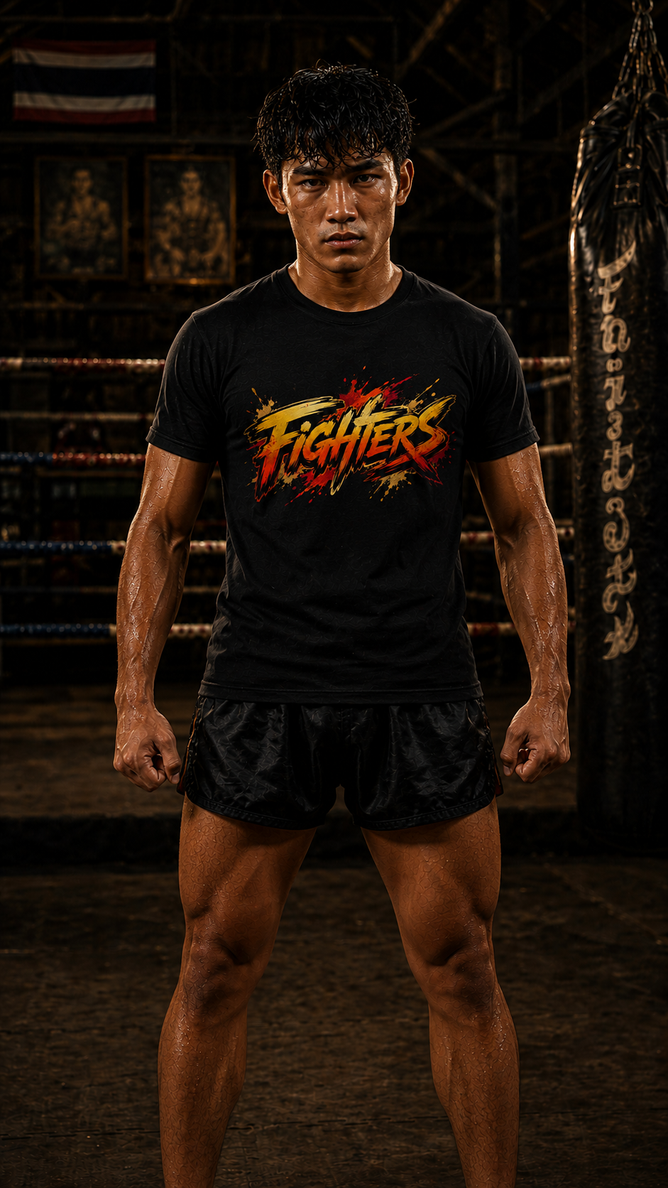 Men wearing Muay Thai anime cotton-tee - O'Connor Fighters collection
