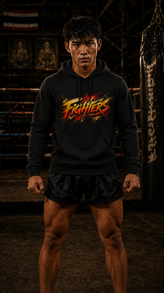 Men wearing Muay Thai anime hoodie - O'Connor Fighters collection