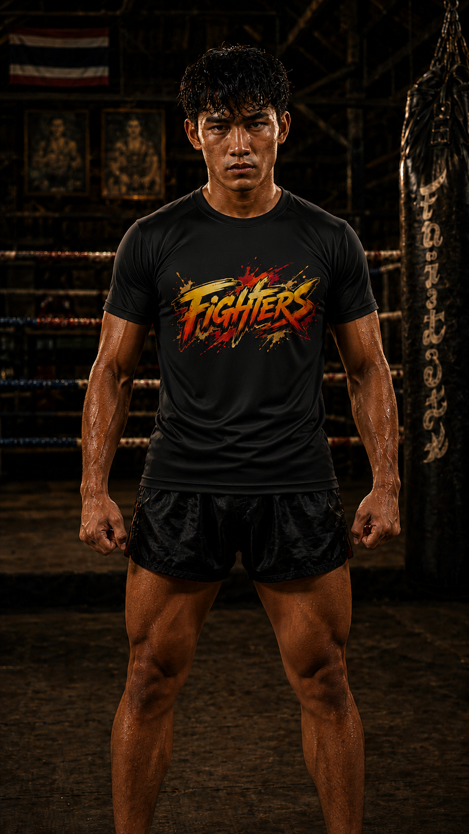 Men wearing Muay Thai anime performance-tee - O'Connor Fighters collection