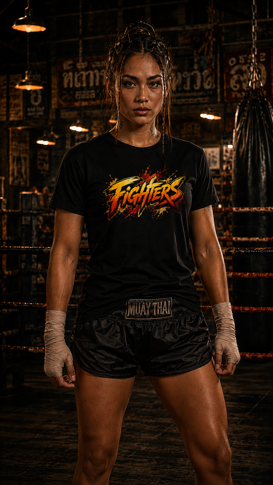 Women wearing Muay Thai anime cotton-tee - O'Connor Fighters collection