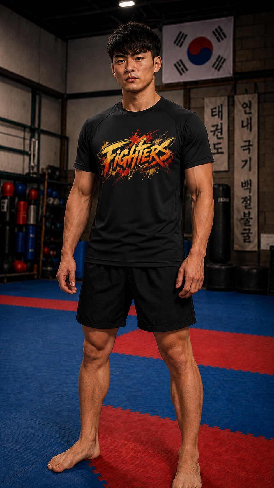 Men wearing Taekwondo anime performance-tee - O'Connor Fighters collection