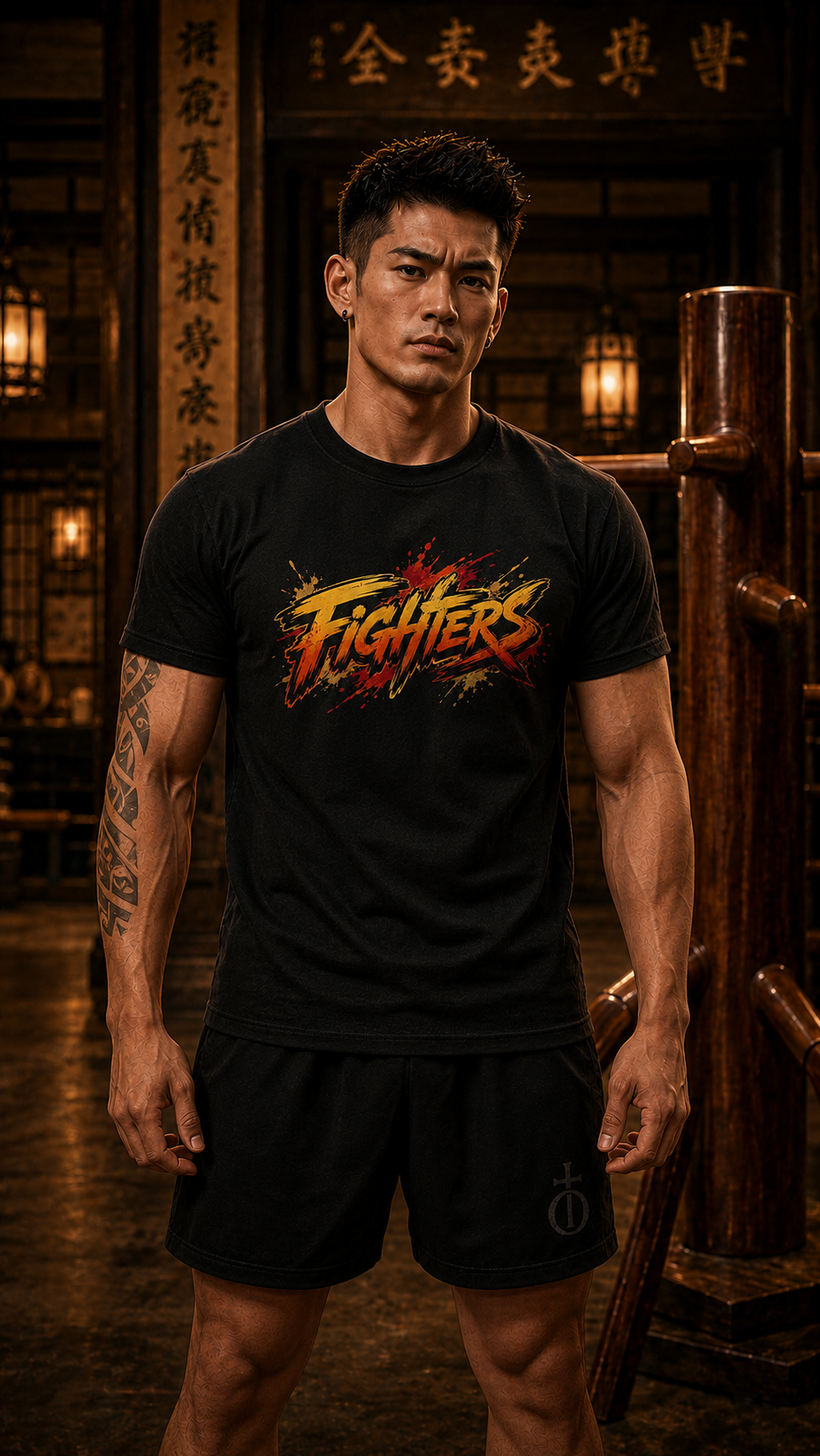 Men wearing Wing Chun anime cotton-tee - O'Connor Fighters collection