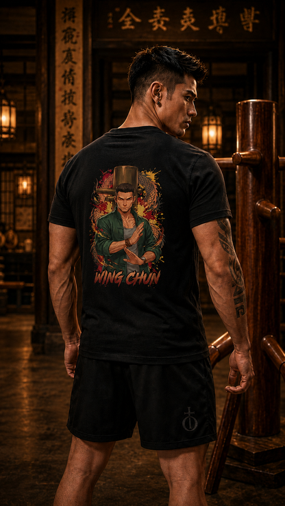 Men wearing Wing Chun anime cotton-tee - O'Connor Fighters collection