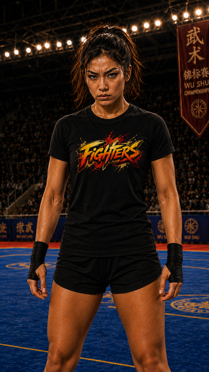 Women wearing Wu Shu anime cotton-tee - O'Connor Fighters collection