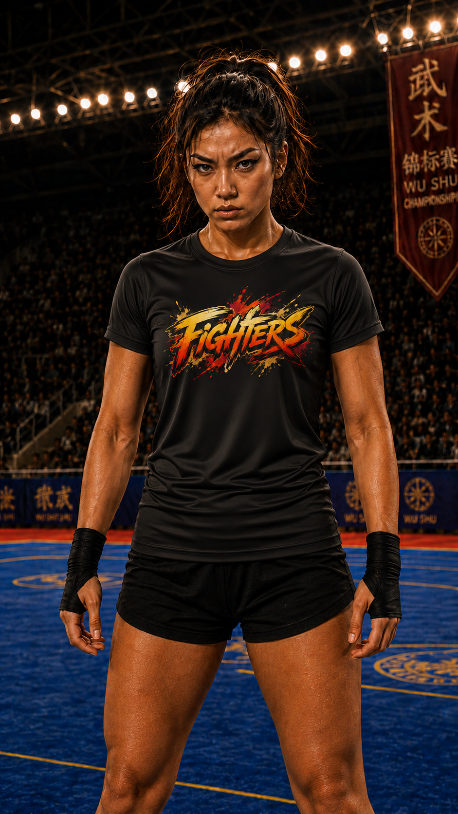 Women wearing Wu Shu anime performance-tee - O'Connor Fighters collection