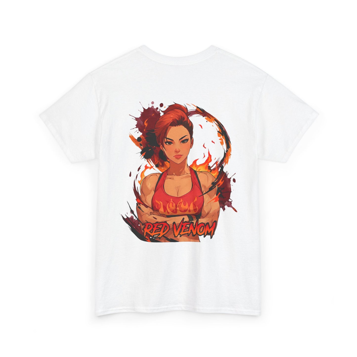 Red Venom cotton t-shirt back view white - deep crimson red anime design by O'Connor