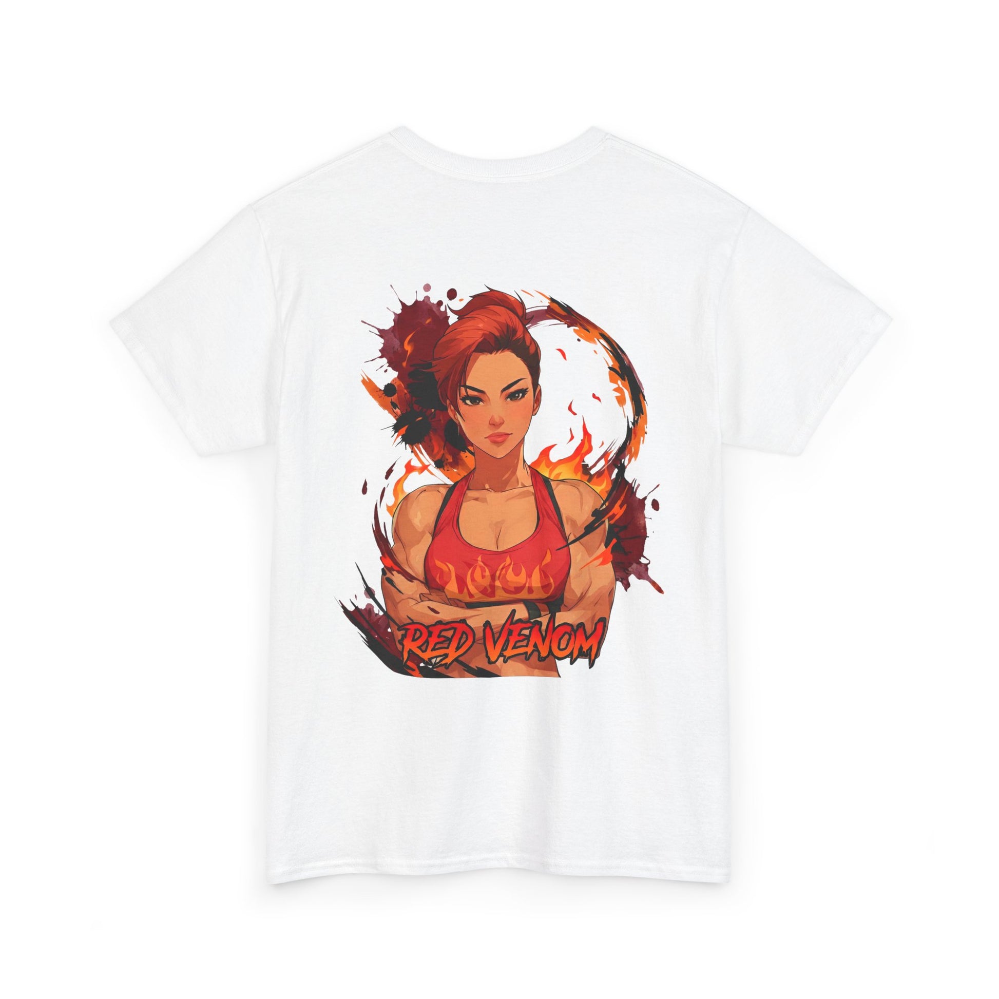 Red Venom cotton t-shirt back view white - deep crimson red anime design by O'Connor