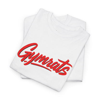 Red Venom folded white cotton t-shirt showing Gymrats collection logo