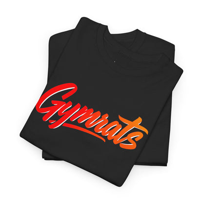 Wild Ember folded black cotton t-shirt showing Gymrats collection logo